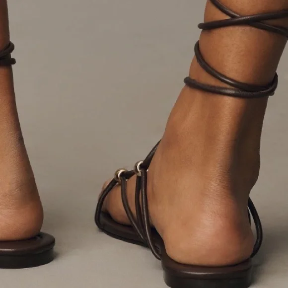 NWT Anthropologie Embellished Tie-Up Sandals - leather - Picture 3 of 6